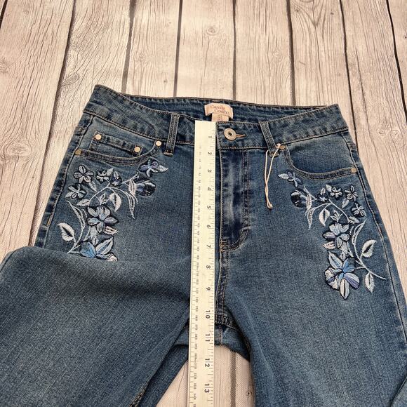 Camila Coelho Women’s Size 6 Straight Ankle Blue Jeans Embroidered Pockets - Picture 4 of 11